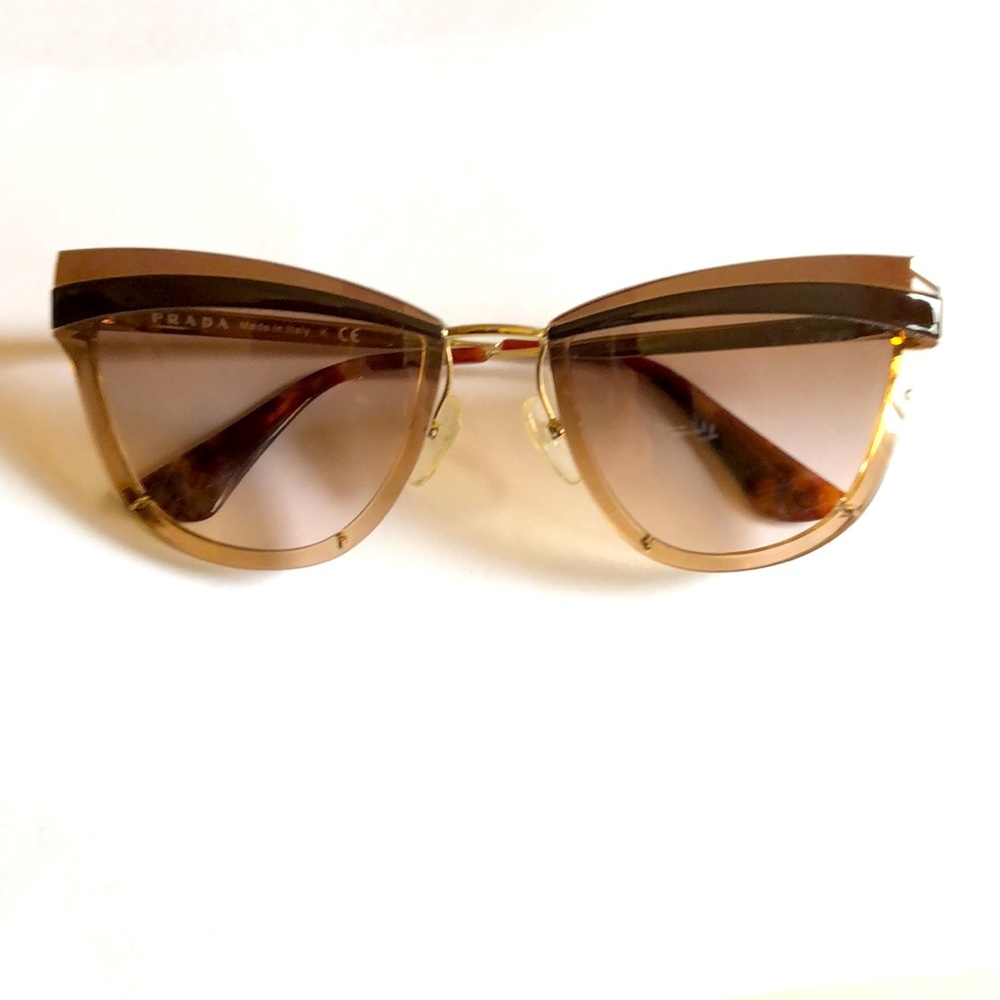 NEW PRADA SPR 12U KOF-0A6 BROWN GOLD SUNGLASSES